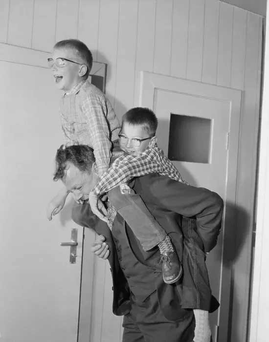 Framed Print : Willy Brandt Playing with Sons