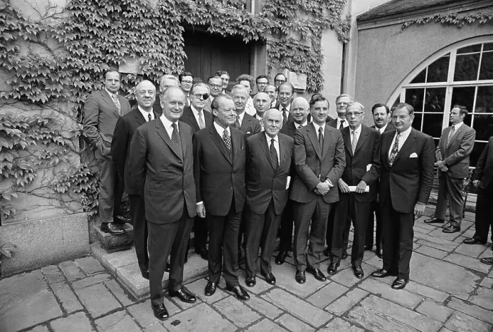 Framed Print : Willy Brandt Posing with Other Participants Framed Print : Willy Brandt Posing with Other Participants