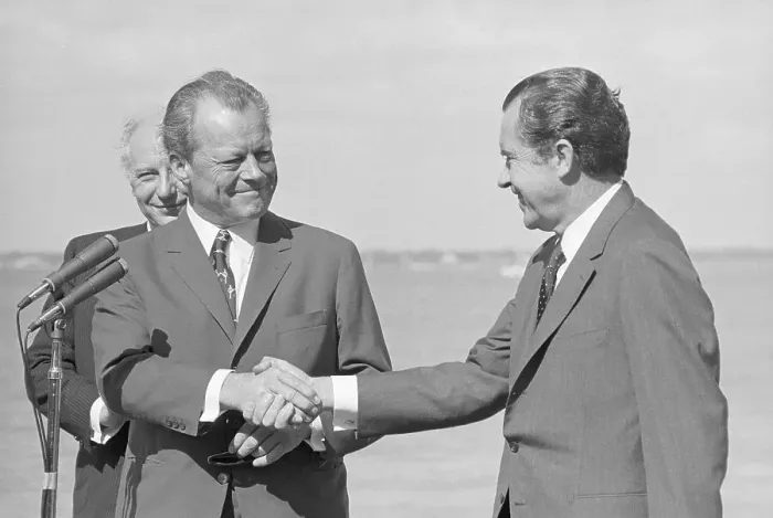 Framed Print : Willy Brandt and Richard Nixon Shaking Hands Framed Print : Willy Brandt and Richard Nixon Shaking Hands