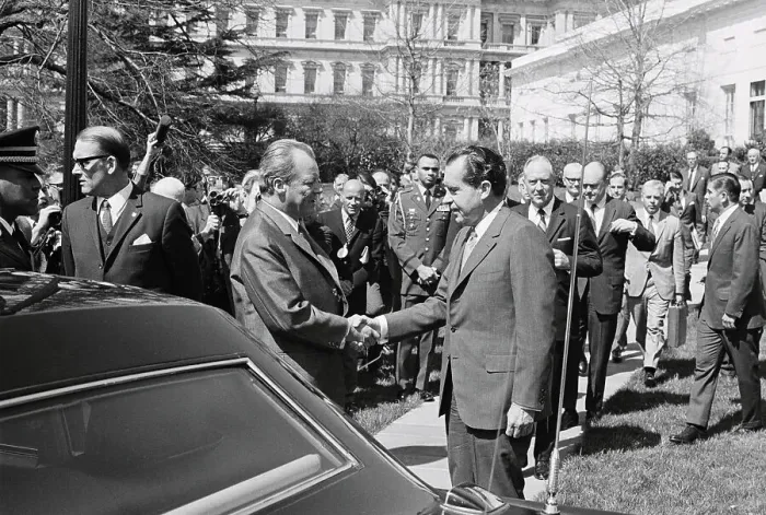 Framed Print : Willy Brandt and Richard Nixon Shaking Hands Framed Print : Willy Brandt and Richard Nixon Shaking Hands