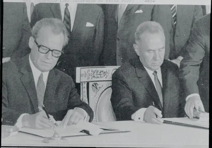 Framed Print : Willy Brandt Signing a Treaty Framed Print : Willy Brandt Signing a Treaty