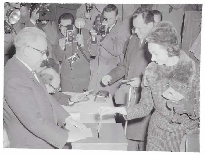 Framed Print : Willy Brandt and Wife Casting Ballots Framed Print : Willy Brandt and Wife Casting Ballots