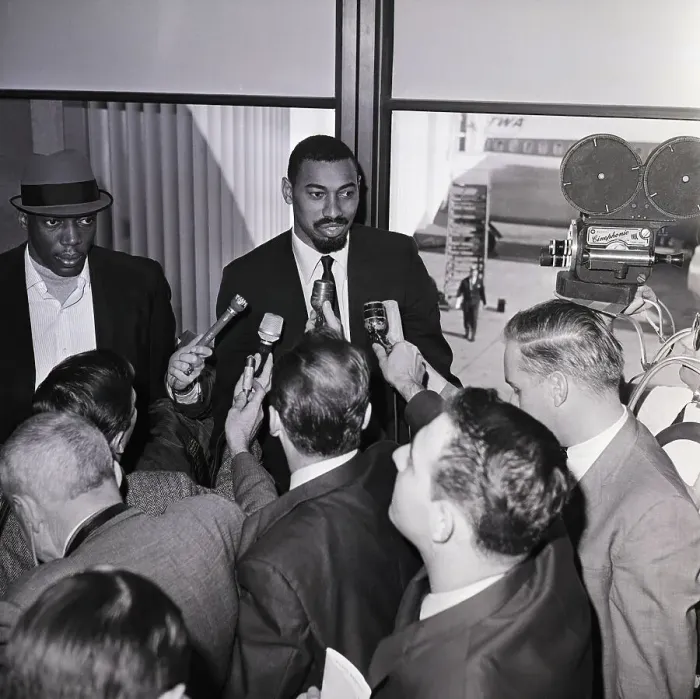 Framed Print : Wilt Chamberlain Addressing Press Framed Print : Wilt Chamberlain Addressing Press