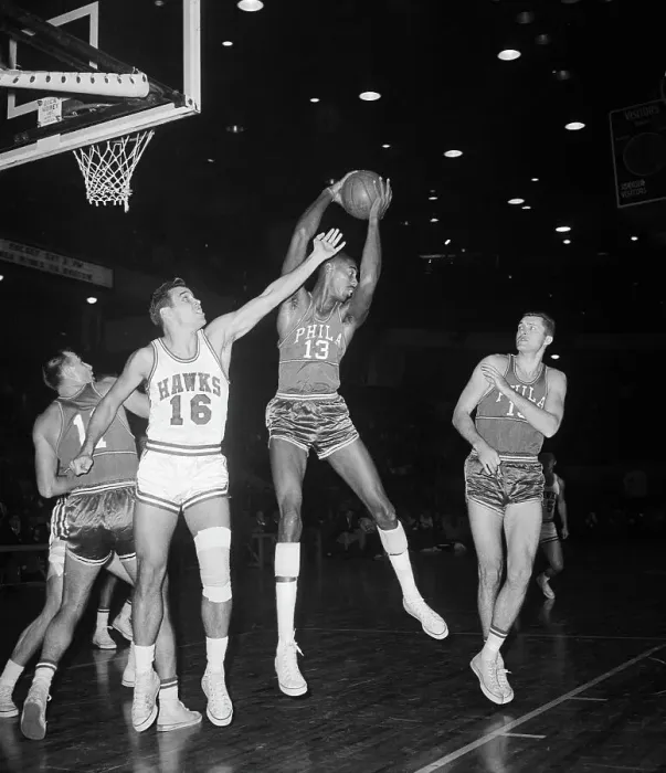 Framed Print : Wilt Chamberlain Jumping for Rebound Framed Print : Wilt Chamberlain Jumping for Rebound