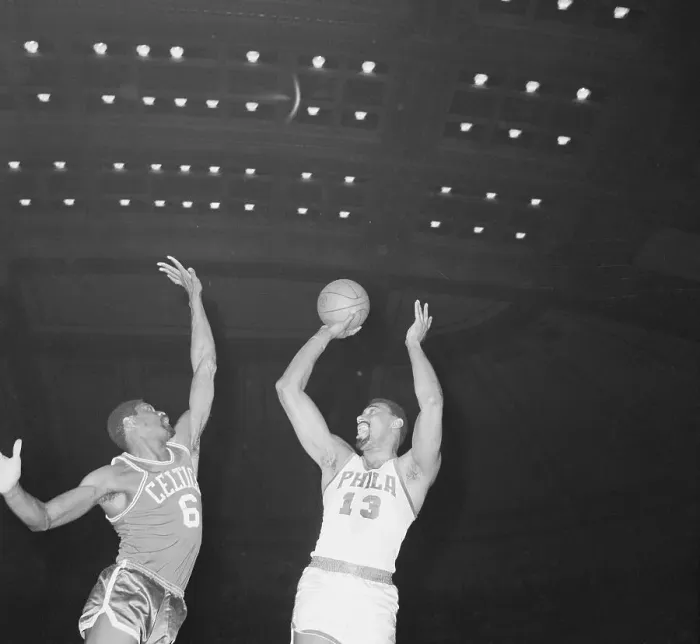 Framed Print : Wilt Chamberlain and Bill Russell Framed Print : Wilt Chamberlain and Bill Russell