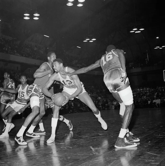 Framed Print : Wilt Chamberlain and Bill Russell Framed Print : Wilt Chamberlain and Bill Russell