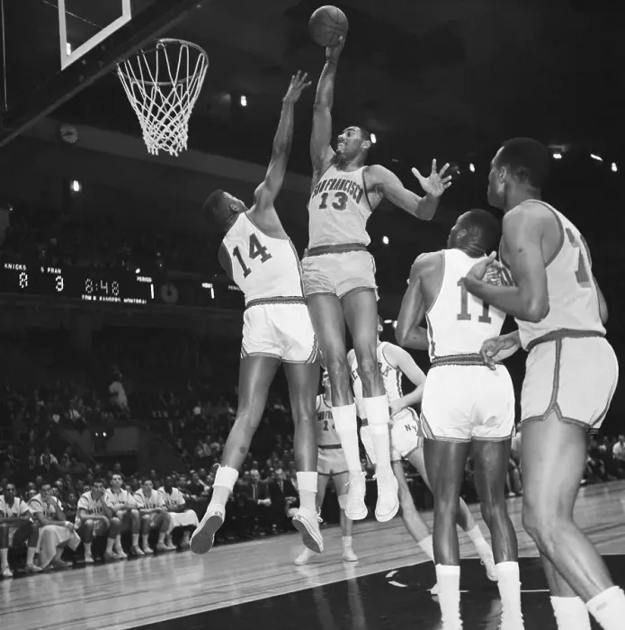 Framed Print : Wilt Chamberlain Shooting Over Defender Framed Print : Wilt Chamberlain Shooting Over Defender
