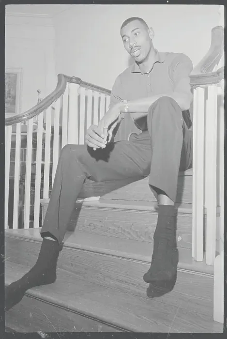 Framed Print : Wilt Chamberlain Sitting on Steps Framed Print : Wilt Chamberlain Sitting on Steps