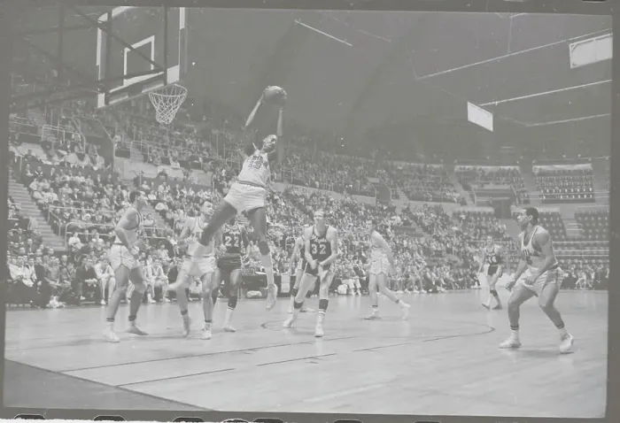 Framed Print : Wilt Chamberlain Taking Rebound