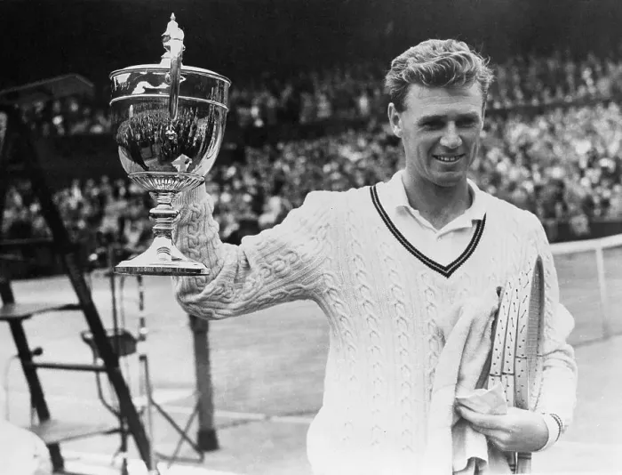 Framed Print : Wimbledon Champ Sedgman With Trophy Framed Print : Wimbledon Champ Sedgman With Trophy