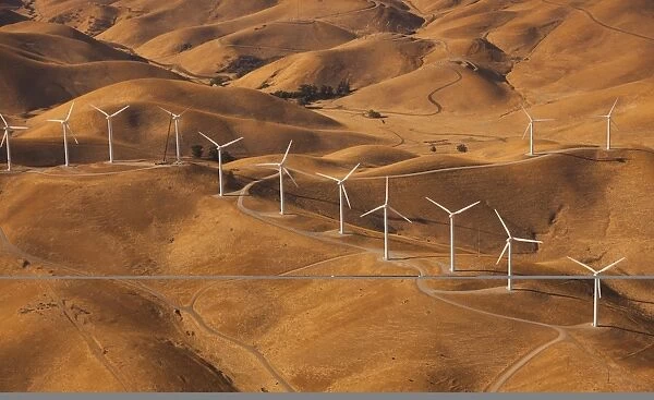 Wind generators in the landscape of the Altamira Pass, California