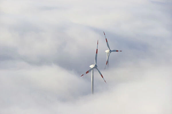 Wind turbines on Mt Schauinsland, Freiburg, Baden-Wuerttemberg, Germany, Europe