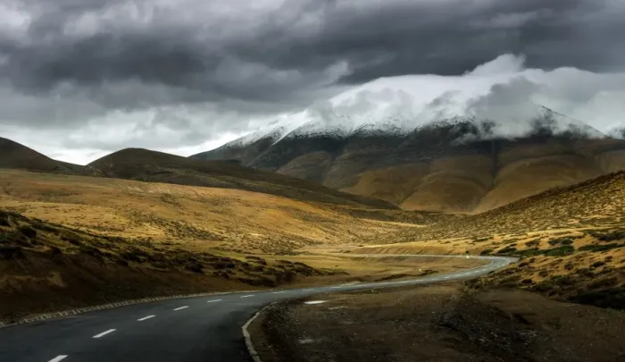 Framed Print : winding road passing through tibet landscape Framed Print : winding road passing through tibet landscape