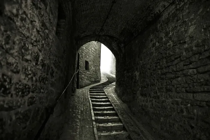 Framed Print : Winding Stone Staircase in Tunnel Framed Print : Winding Stone Staircase in Tunnel