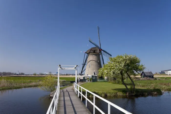 Framed Print : Windmill and Bridge at Kinderdijk Framed Print : Windmill and Bridge at Kinderdijk