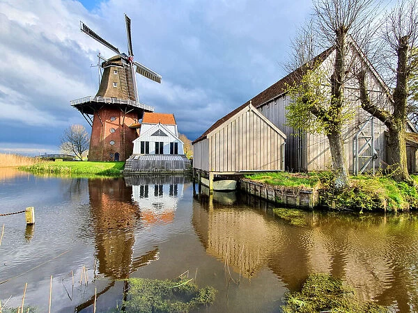 Windmill 'De Zwaluw'(the swallow), in Burdaard, Friesland, the Netherlands