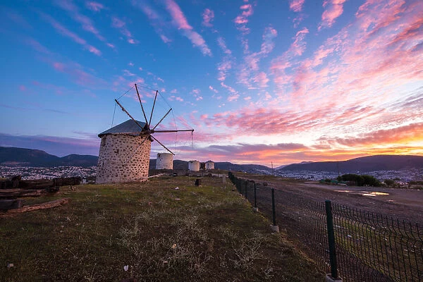 Windmills in sunset, Bodrum
