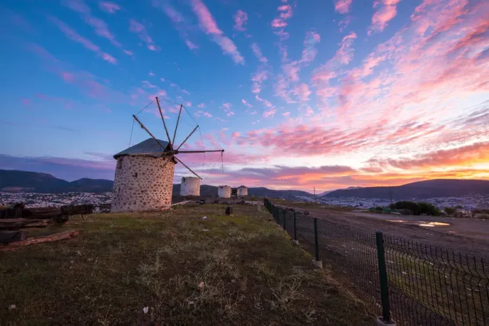 Framed Print : Windmills in sunset, Bodrum Framed Print : Windmills in sunset, Bodrum