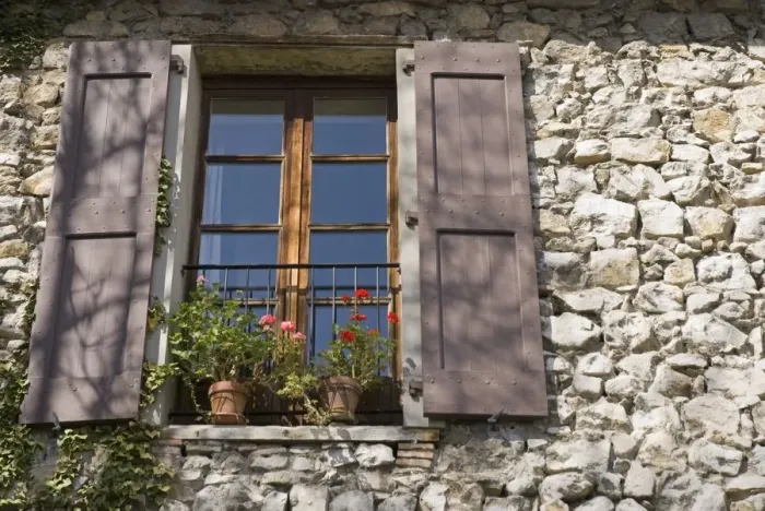 Framed Print : Window Of An Old Stone-Walled European House Framed Print : Window Of An Old Stone-Walled European House