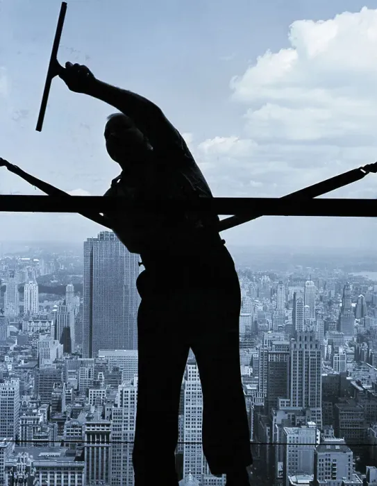Framed Print : Window Washer Cleaning Skyscraper Windows Framed Print : Window Washer Cleaning Skyscraper Windows