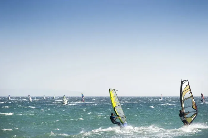 Framed Print : Windsurfers in Tarifa, Costa de la Luz, Andalucia, Spain, Europe Framed Print : Windsurfers in Tarifa, Costa de la Luz, Andalucia, Spain, Europe