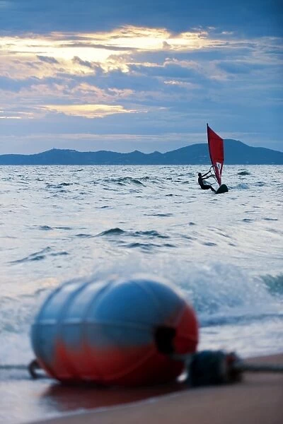 Windsurfing in Pattaya bay, Thailand