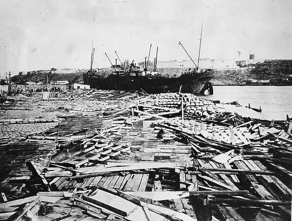 Windswept. 3rd November 1926: Hurricane damage in Havana harbour showing