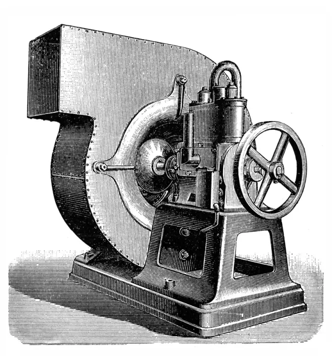 Framed Print : Wing Fan with direct steam drive Framed Print : Wing Fan with direct steam drive