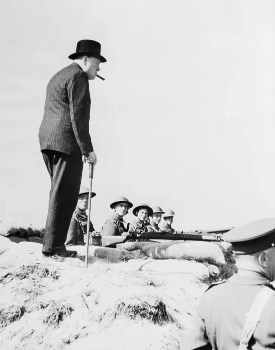 Framed Print : Winston Churchill Appearing Before Troops Framed Print : Winston Churchill Appearing Before Troops