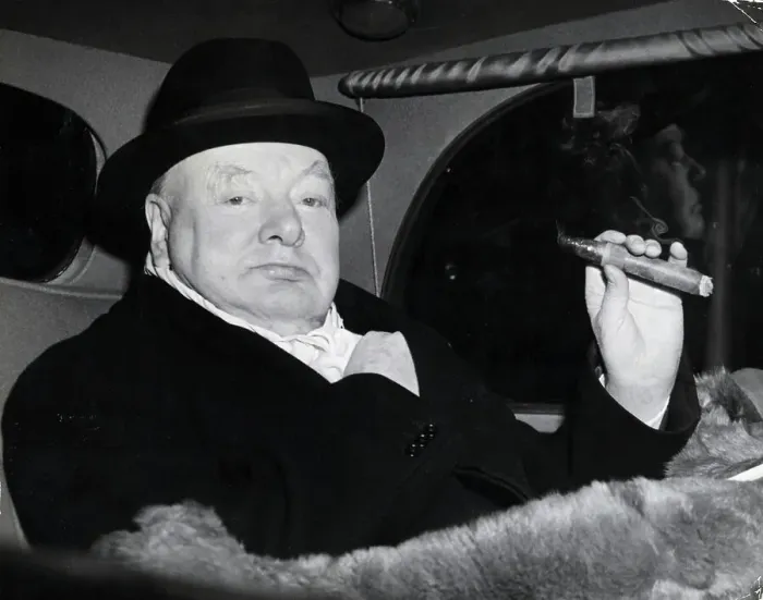 Framed Print : Winston Churchill in Evening Dress with Cigar Framed Print : Winston Churchill in Evening Dress with Cigar