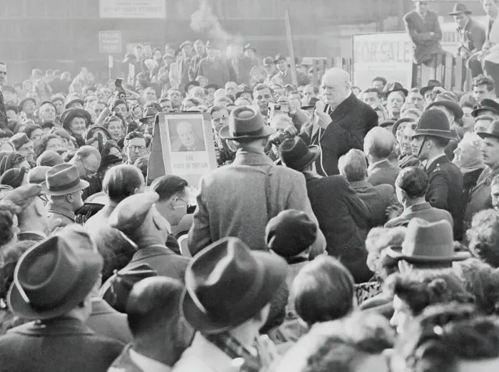 Framed Print : Winston Churchill Giving Election Speech Framed Print : Winston Churchill Giving Election Speech