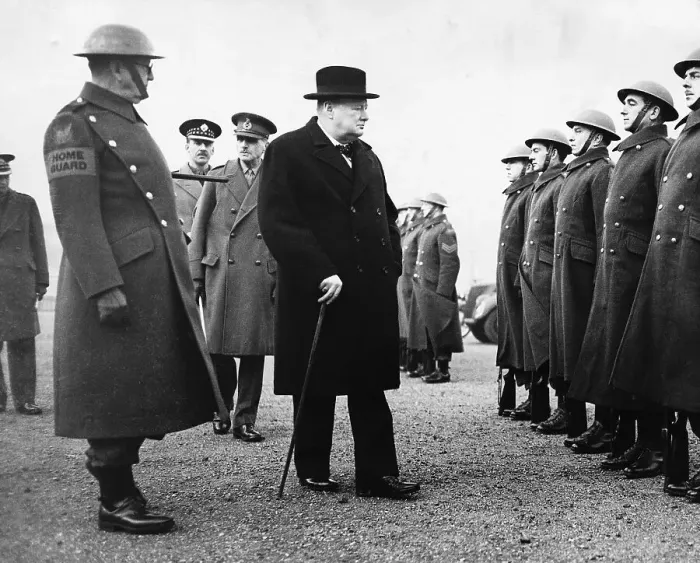 Framed Print : Winston Churchill Inspecting Squad Framed Print : Winston Churchill Inspecting Squad