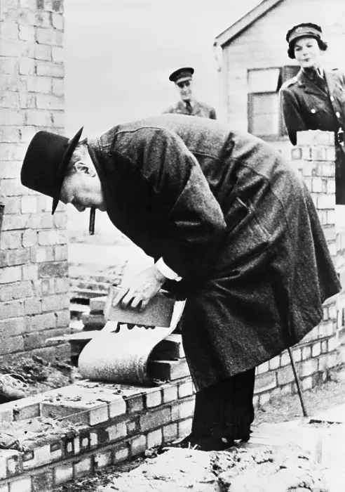 Framed Print : Winston Churchill Laying Brick Framed Print : Winston Churchill Laying Brick