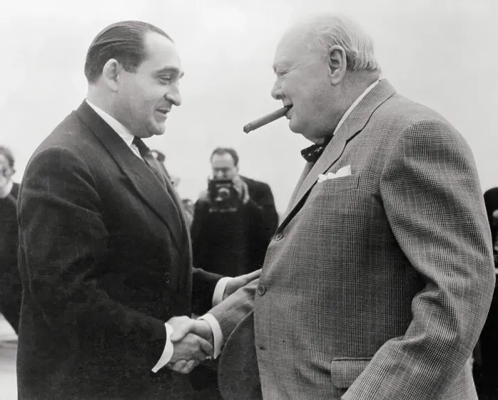 Framed Print : Winston Churchill with Pierre Mendes-France Framed Print : Winston Churchill with Pierre Mendes-France