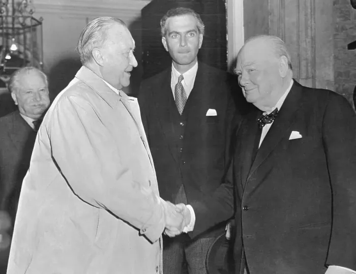Framed Print : Winston Churchill Shaking Hands With Konrad Adenauer Framed Print : Winston Churchill Shaking Hands With Konrad Adenauer