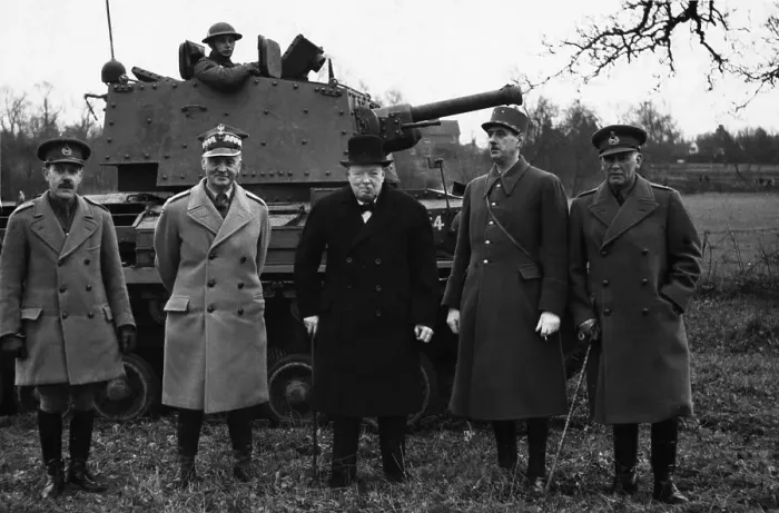 Framed Print : Winston Churchill Standing with Generals Framed Print : Winston Churchill Standing with Generals