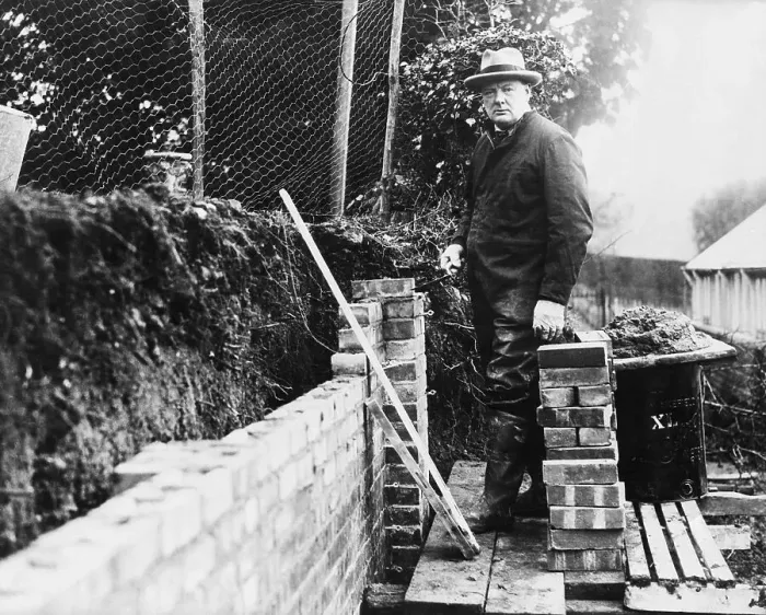 Framed Print : Winston Churchill Using The Trowel Framed Print : Winston Churchill Using The Trowel