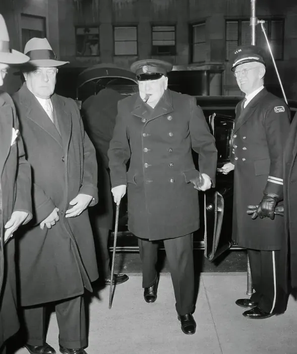 Framed Print : Winston Churchill Walking with Cane and Cigar Framed Print : Winston Churchill Walking with Cane and Cigar