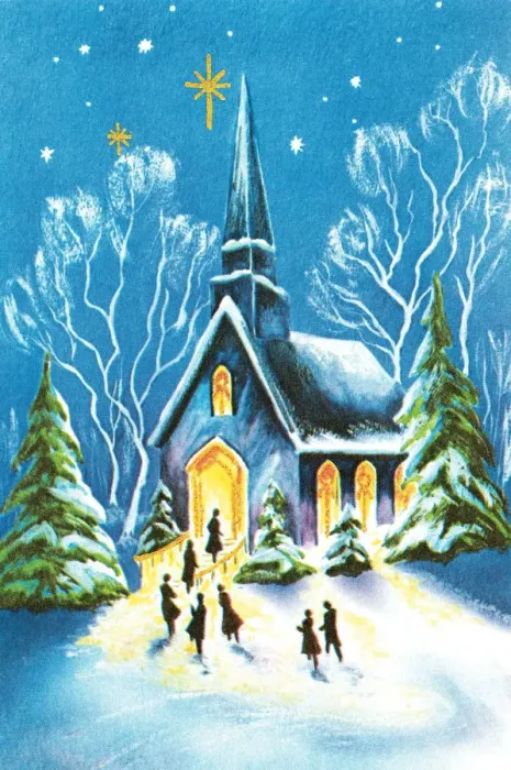 Framed Print : Winter church at night Framed Print : Winter church at night