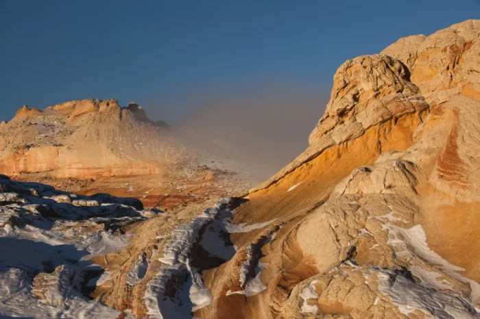 Framed Print : Winter fog and geological formations found at Vermillion Cliffs National Monument, Arizona, USA Framed Print : Winter fog and geological formations found at Vermillion Cliffs National Monument, Arizona, USA