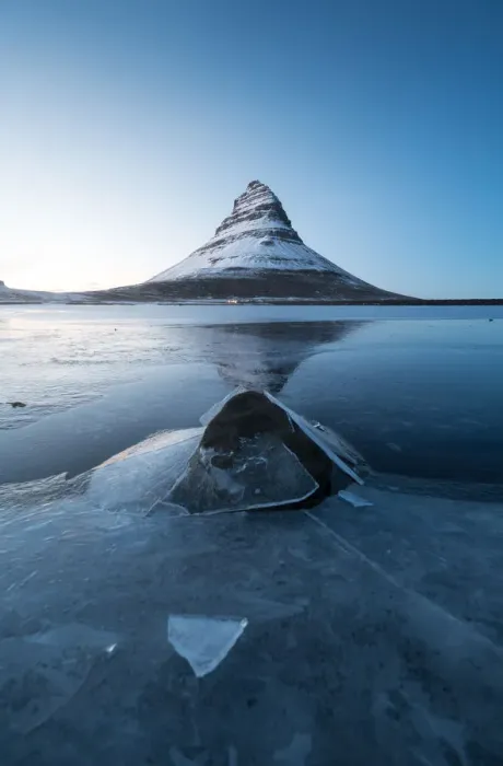 Framed Print : Winter kirkjufell ice cracked Framed Print : Winter kirkjufell ice cracked