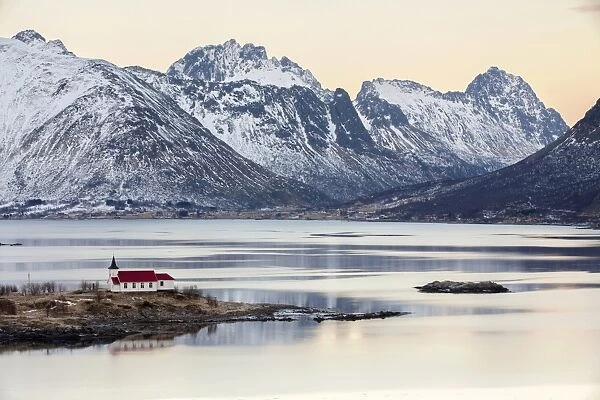 Winter landscape at Austnesfjord, Lofoten, Norway