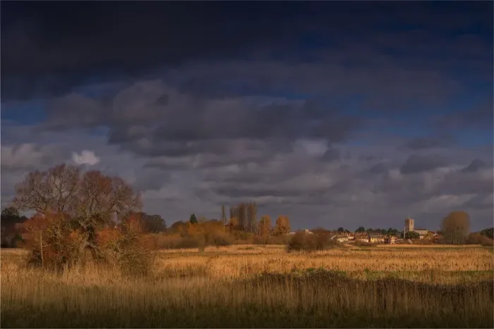 Framed Print : Winter light across the common and the Frome river, Wareham, Jurassic coastline of Dorset