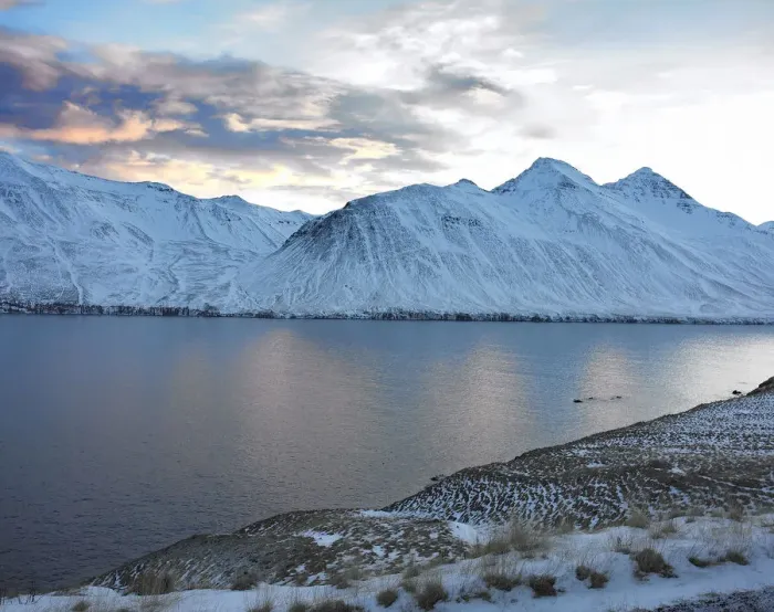 Framed Print : Winter light over fjord Framed Print : Winter light over fjord