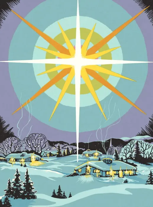 Framed Print : Winter Scene with Huge Star in the Sky Framed Print : Winter Scene with Huge Star in the Sky