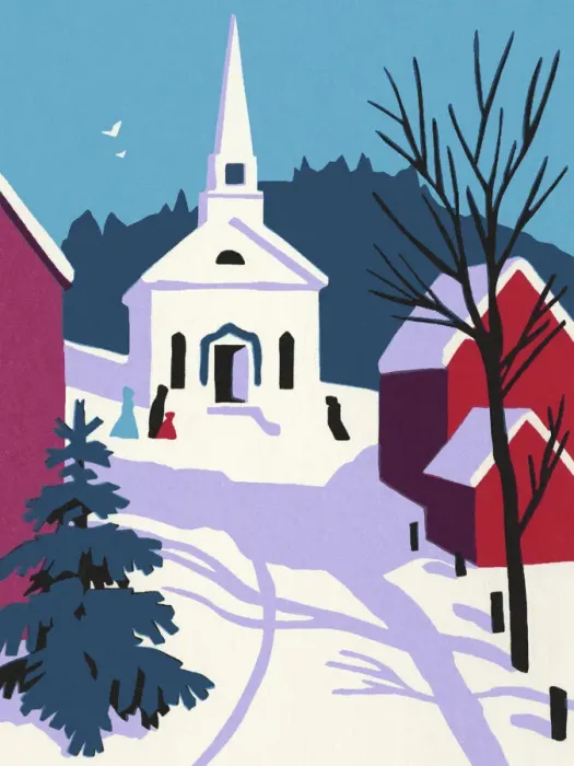 Framed Print : Winter Scene With a Small Church Framed Print : Winter Scene With a Small Church