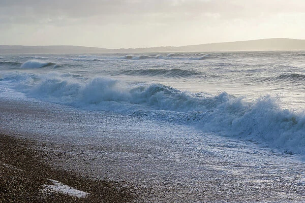 Winter sea coast, Milford on Sea, Hampshire, England, United Kingdom