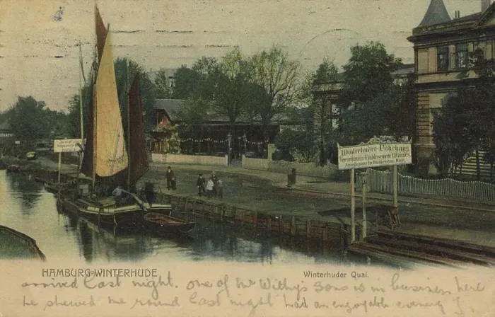 Framed Print : Winterhuder Quai, Hamburg, Germany, postcard with text, view around ca 1910, historical, digital reproduction of a historical postcard, public domain, from that time, exact date unknown Framed Print : Winterhuder Quai, Hamburg, Germany, postcard with text, view around ca 1910, historical, digital reproduction of a historical postcard, public domain, from that time, exact date unknown