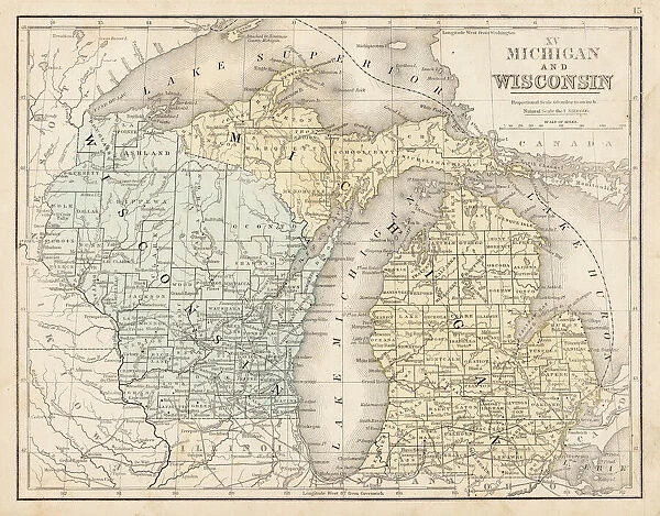 Wisconsin MIchigan map 1867