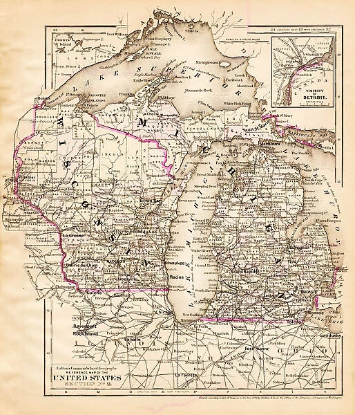 Wisconsin Michigan map 1881
